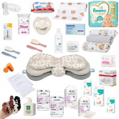 Zestaw wyprawkowy 30 elementów z poduszką do karmienia – komplet dla mamy i dziecka