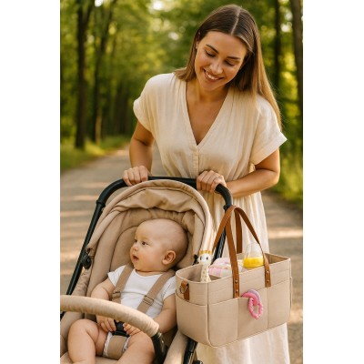 Organizer filcowy XXL beżowy – torba dla mamy i dziecka | Pojemny i elegancki organizer na pieluszki Organizer filcowy XXL beżowy – torba dla mamy i dziecka | Pojemny i elegancki organizer na pieluszki