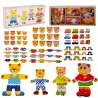 Drewniana układanka Misie 74 el. – edukacyjna zabawka z sorterem emocji i ubrań