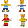 Drewniana układanka Misie 74 el. – edukacyjna zabawka z sorterem emocji i ubrań