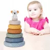 Klocki sensoryczne gumowe miękkie Montessori 13 el. – wieża, piramida i gryzaki dla niemowląt