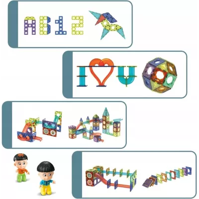 Klocki magnetyczne świecące tor kulkowy 75 elementów – edukacyjny zestaw z LED, kulkami i efektami świetlnymi dla dzieci