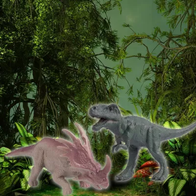 Tor samochodowy Dino Park dla dzieci 230 el – ruchomy tor z dinozaurami, tunele, auto terenowe