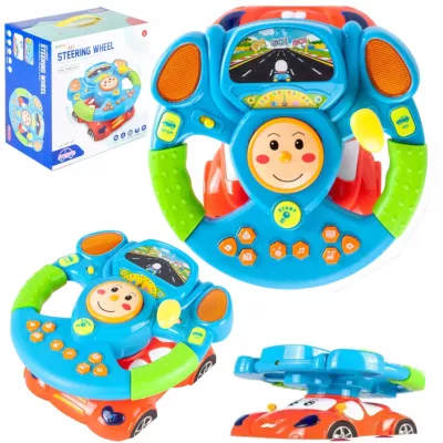 Interaktywna kierownica edukacyjna dla dzieci z projektorem, światłem i dźwiękami – zabawa w prowadzenie auta i nauka