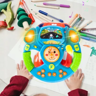 Interaktywna kierownica edukacyjna dla dzieci z projektorem, światłem i dźwiękami – zabawa w prowadzenie auta i nauka