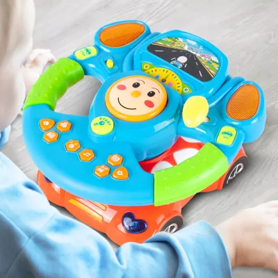 Interaktywna kierownica edukacyjna dla dzieci z projektorem, światłem i dźwiękami – zabawa w prowadzenie auta i nauka