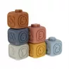Klocki sensoryczne gumowe miękkie Montessori 13 el. – wieża, piramida i gryzaki dla niemowląt