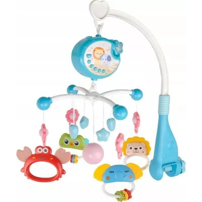 Karuzelka do łóżeczka z projektorem, pozytywką i pilotem – obrotowa 360°, muzyka i światło dla spokojnego snu dziecka