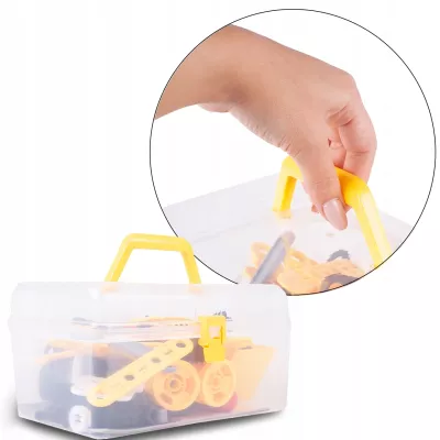 Klocki konstrukcyjne 8w1 pojazdy edukacyjne zestaw 100 elementów z walizką i narzędziami – kreatywna zabawa i nauka dla dzieci