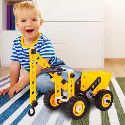 Klocki konstrukcyjne 8w1 pojazdy edukacyjne zestaw 100 elementów z walizką i narzędziami – kreatywna zabawa i nauka dla dzieci