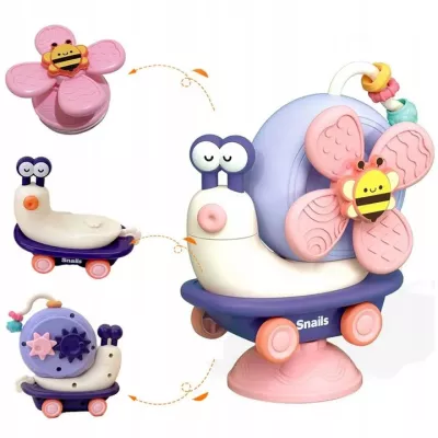 Spinner sensoryczny ślimak z przyssawką – do kąpieli, krzesełka i podłogi | Zabawka edukacyjna rozwijająca zmysły i motorykę