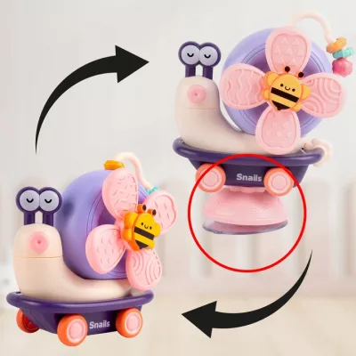 Spinner sensoryczny ślimak z przyssawką – do kąpieli, krzesełka i podłogi | Zabawka edukacyjna rozwijająca zmysły i motorykę