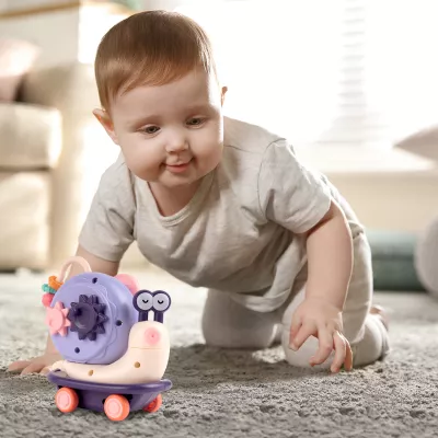 Spinner sensoryczny ślimak z przyssawką – do kąpieli, krzesełka i podłogi | Zabawka edukacyjna rozwijająca zmysły i motorykę