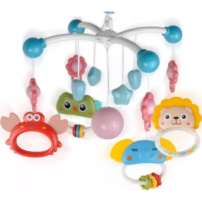 Karuzelka do łóżeczka z projektorem, pozytywką i pilotem – obrotowa 360°, muzyka i światło dla spokojnego snu dziecka