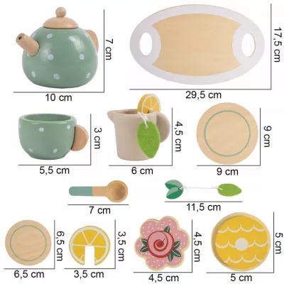 Drewniany zestaw do herbatki dla dzieci  Serwis do zabawy z filiżankami – edukacyjna zabawka