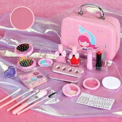 Kuferek kosmetyków Mała Syrenka – zestaw makijażowy dla dzieci | Bezpieczna zabawa, kreatywność i prezent dla dziewczynki