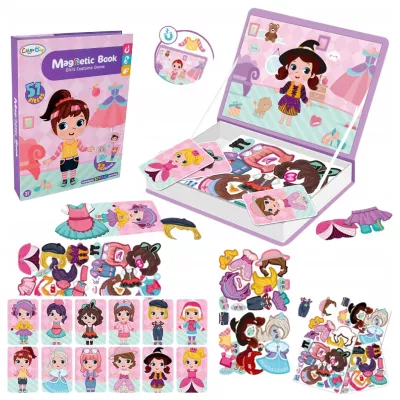 Ubieranka magnetyczna dla dziewczynek – kreatywne puzzle i książeczka 51 magnesów | Zabawa, edukacja i rozwój wyobraźni