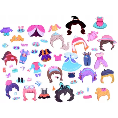 Ubieranka magnetyczna dla dziewczynek – kreatywne puzzle i książeczka 51 magnesów | Zabawa, edukacja i rozwój wyobraźni