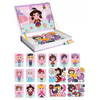 Ubieranka magnetyczna dla dziewczynek – kreatywne puzzle i książeczka 51 magnesów | Zabawa, edukacja i rozwój wyobraźni