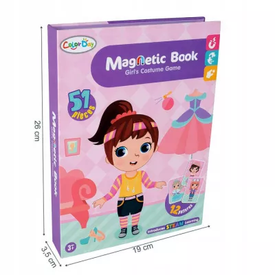 Ubieranka magnetyczna dla dziewczynek – kreatywne puzzle i książeczka 51 magnesów | Zabawa, edukacja i rozwój wyobraźni
