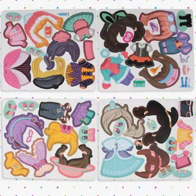 Ubieranka magnetyczna dla dziewczynek – kreatywne puzzle i książeczka 51 magnesów | Zabawa, edukacja i rozwój wyobraźni