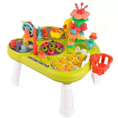 Stolik Edukacyjny Montessori 4w1 – Interaktywny Zestaw z Młoteczkiem i Wędką | Nauka, Motoryka i Zabawa dla Dzieci