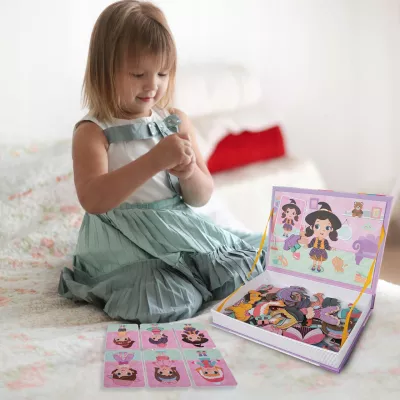 Ubieranka magnetyczna dla dziewczynek – kreatywne puzzle i książeczka 51 magnesów | Zabawa, edukacja i rozwój wyobraźni