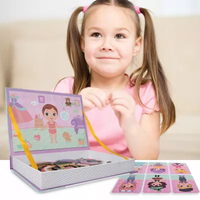 Ubieranka magnetyczna dla dziewczynek – kreatywne puzzle i książeczka 51 magnesów | Zabawa, edukacja i rozwój wyobraźni