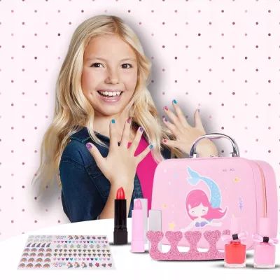 Kuferek kosmetyków Mała Syrenka – zestaw makijażowy dla dzieci | Bezpieczna zabawa, kreatywność i prezent dla dziewczynki