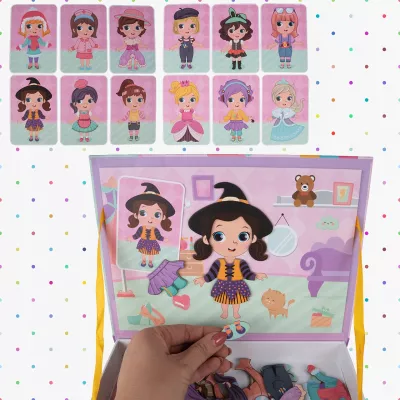 Ubieranka magnetyczna dla dziewczynek – kreatywne puzzle i książeczka 51 magnesów | Zabawa, edukacja i rozwój wyobraźni