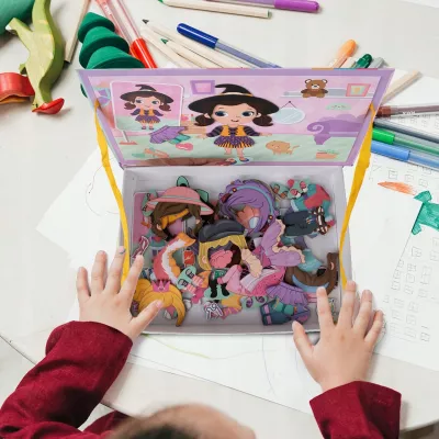 Ubieranka magnetyczna dla dziewczynek – kreatywne puzzle i książeczka 51 magnesów | Zabawa, edukacja i rozwój wyobraźni