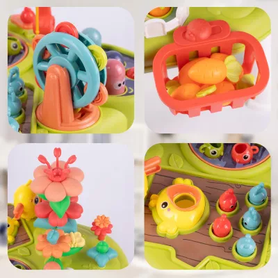 Stolik Edukacyjny Montessori 4w1 – Interaktywny Zestaw z Młoteczkiem i Wędką | Nauka, Motoryka i Zabawa dla Dzieci