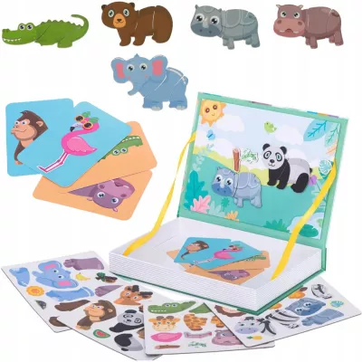 Układanka magnetyczna Montessori Zwierzęta – 47 magnesów, edukacja i zabawa dla dzieci