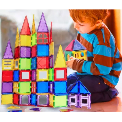 Klocki Magnetyczne 45 Elementów – Kreatywne Budowanie 3D z Magnesami Neodymowymi | Edukacyjny Zestaw Konstrukcyjny dla Dzieci 3+