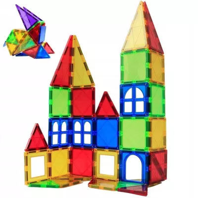 Klocki Magnetyczne 45 Elementów – Kreatywne Budowanie 3D z Magnesami Neodymowymi | Edukacyjny Zestaw Konstrukcyjny dla Dzieci 3+