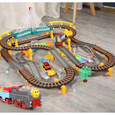 Kolejka Elektryczna 192 Elementy – Dwupoziomowy Tor 700 cm z LED, Dźwiękami i Auta | Kreatywna Zabawa dla Dzieci 3+