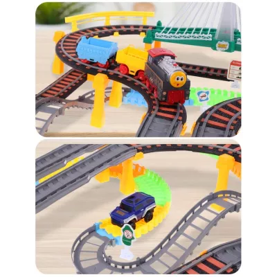 Kolejka Elektryczna 192 Elementy – Dwupoziomowy Tor 700 cm z LED, Dźwiękami i Auta | Kreatywna Zabawa dla Dzieci 3+