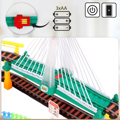 Kolejka Elektryczna 192 Elementy – Dwupoziomowy Tor 700 cm z LED, Dźwiękami i Auta | Kreatywna Zabawa dla Dzieci 3+