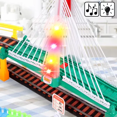 Kolejka Elektryczna 192 Elementy – Dwupoziomowy Tor 700 cm z LED, Dźwiękami i Auta | Kreatywna Zabawa dla Dzieci 3+