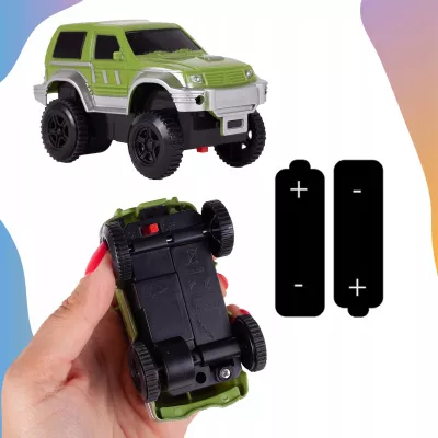 Tor Samochodowy Dino Park 240 Elementów – Elastyczny Tor 360 cm z Dinozaurami, Tunelami i Autkiem