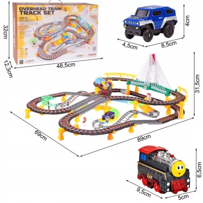 Kolejka Elektryczna 192 Elementy – Dwupoziomowy Tor 700 cm z LED, Dźwiękami i Auta | Kreatywna Zabawa dla Dzieci 3+