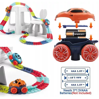 Magiczny Tor Wyścigowy 291 el. – Elastyczny, Świecący w Ciemności Zestaw Konstrukcyjny z LED