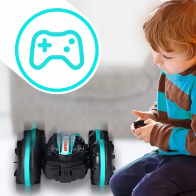 Terenowy Samochód RC Amfibia z Gestami, LED i Saltami 360° – Amfibijny Stunt Car do Jazdy w Wodzie, Śniegu i na Trawie