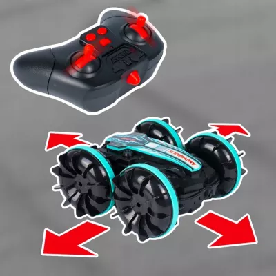 Terenowy Samochód RC Amfibia z Gestami, LED i Saltami 360° – Amfibijny Stunt Car do Jazdy w Wodzie, Śniegu i na Trawie