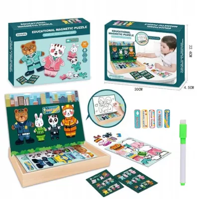 Edukacyjne Puzzle Magnetyczne „Rodzinka” – Kreatywna Zabawa i Nauka dla Dzieci 3+