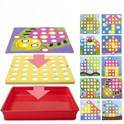 Układanka guzikowa Montessori – edukacyjna mozaika dla dzieci rozwijająca motorykę, kreatywność i koncentrację