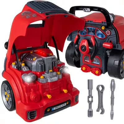 Warsztat Małego Mechanika – zestaw edukacyjny z samochodem, narzędziami i realistycznym silnikiem | Rozwój motoryki