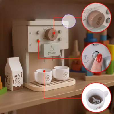 Drewniany Ekspres do Kawy dla Dzieci – zabawa w kawiarnię, rozwój motoryki i kreatywna edukacja