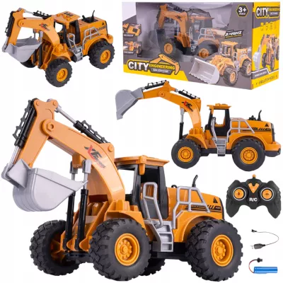 Koparka RC z dymem, światłami i dźwiękiem – Zdalnie sterowany pojazd budowlany 3+