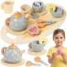 Drewniany Serwis do Herbatki dla Dzieci – Zestaw do Zabawy w Dom i Kawiarenkę szary